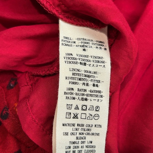 Free People Red Floral Long Sleeve Womens Dress Size Small - Picture 5 of 6